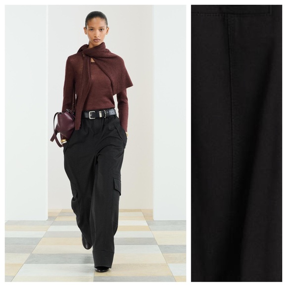 Zara Pants - NWT. Zara SRPLS CRG PCKT PNT Black Wool Blend Mid-Rise Pants. Size XS.